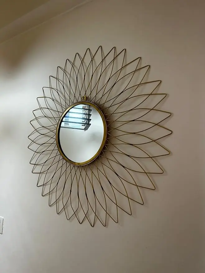 Modern Designer Sunflower Iron Decorative Wall Mirror for Living Room, Mirror for Bathroom, Mirror for Wall, Wall Decor