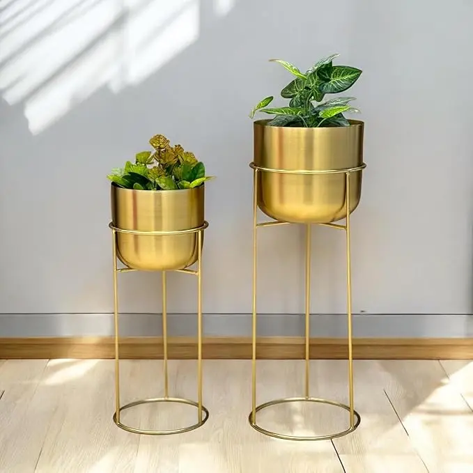 Planters with Round Stands | Modern Floor Flower Stands For Living Room Bedroom Display Plant Stand Tall Indoor Plant Stand for Living Room Bedroom Balcony Home and Office