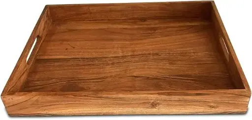 Rectangular Butler Tray for Breakfast in Bed, Large Serving Tray, Wooden, Brown Finish Coffee Table Decor