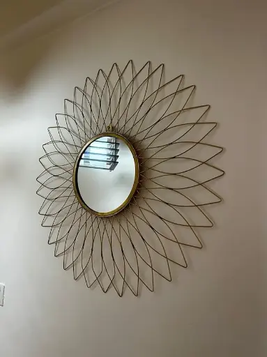 Modern Designer Sunflower Iron Decorative Wall Mirror for Living Room, Mirror for Bathroom, Mirror for Wall, Wall Decor